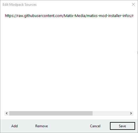 Matix's Mod Installer Modpack Sources Form